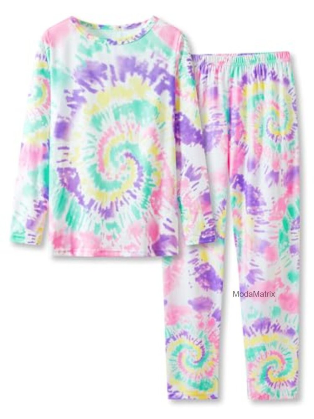 Girls 2 Piece Long Sleeve Pajama Set, 95% Polyester & Spandex, Kids Sleepwear